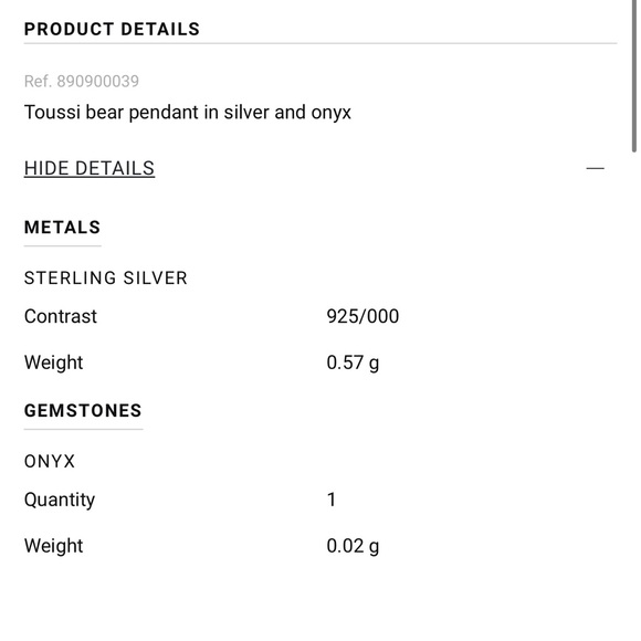Tous Toussi Bear sterling silver and onyx pendant - Picture 6 of 6